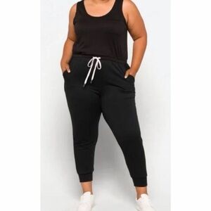 Gilli Black Sleeveless Drawstring Waist Side Pocket Jumpsuit Womens Sz M Casual